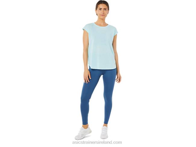 Women\s Slit Short Sleeve Top Clear Blue Asics XXPD3369