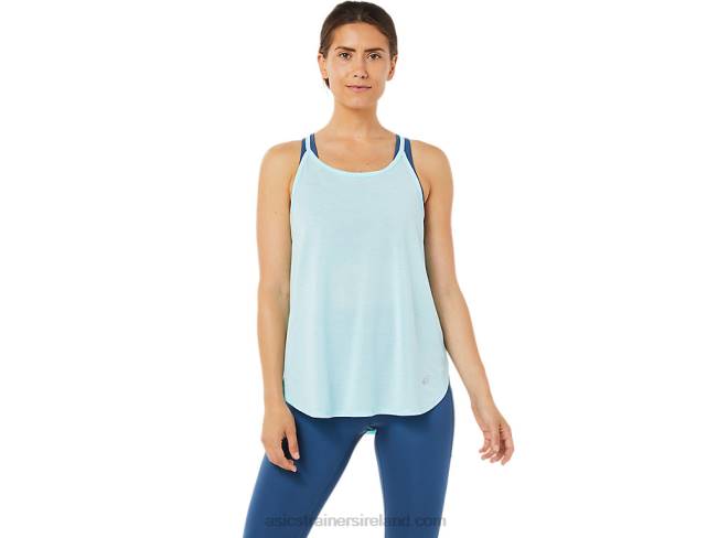 Womens Slit Sleeveless Top Clear Blue Asics XXPD3364