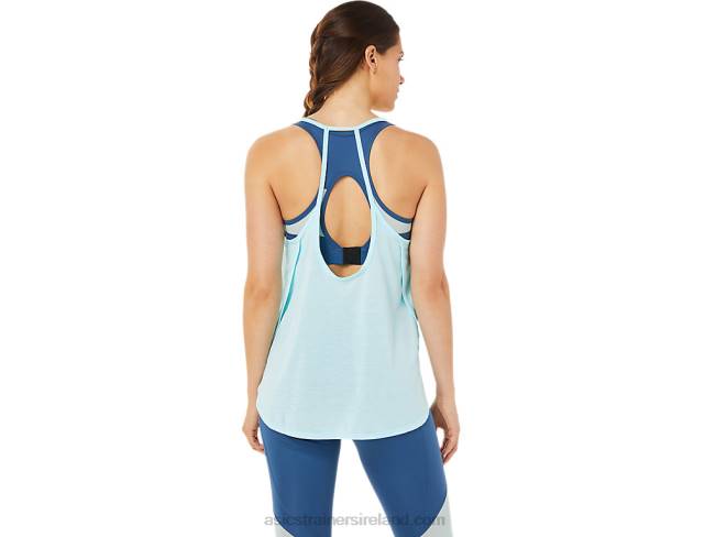 Women\s Slit Sleeveless Top Clear Blue Asics XXPD3364