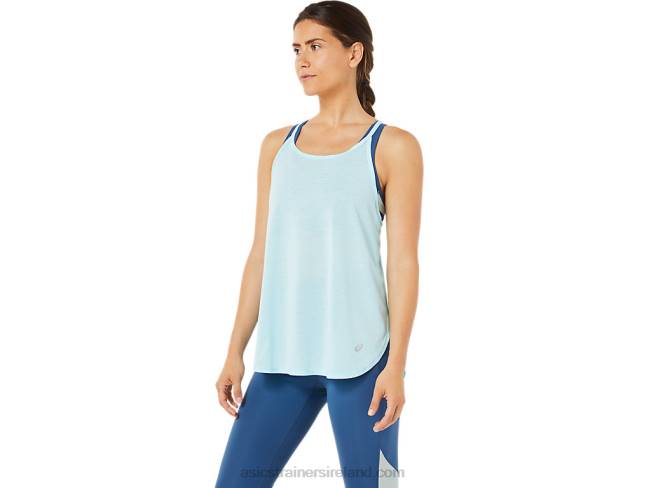 Women\s Slit Sleeveless Top Clear Blue Asics XXPD3364