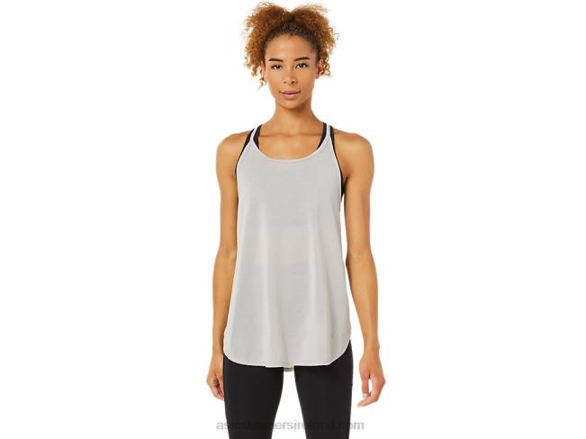 Womens Slit Sleeveless Top Oyster Grey Asics XXPD3365