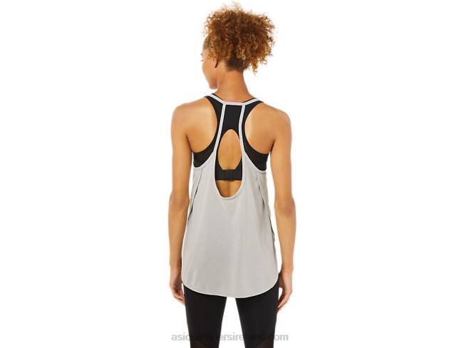 Women\s Slit Sleeveless Top Oyster Grey Asics XXPD3365