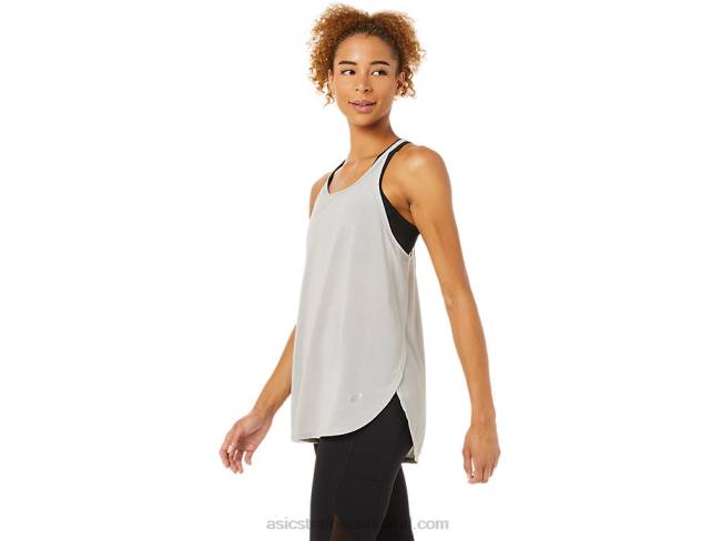 Women\s Slit Sleeveless Top Oyster Grey Asics XXPD3365