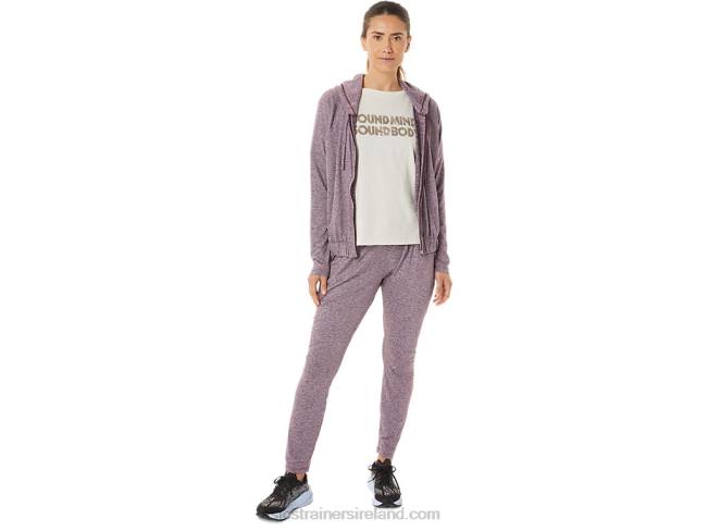 Women\s Soft Stretch Knit Full Zip Hoodie Deep Mars Heather Asics XXPD2939