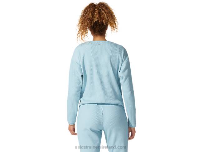 Women\s Soft Stretch Sweat Top Smoke Blue Asics XXPD4053