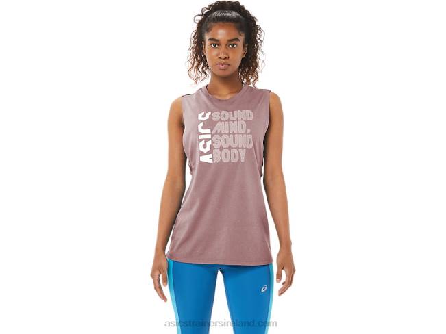 Womens Sound Mind Sound Body Tank Ginger Peach Heather Asics XXPD4109