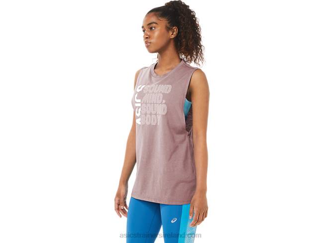 Women\s Sound Mind Sound Body Tank Ginger Peach Heather Asics XXPD4109