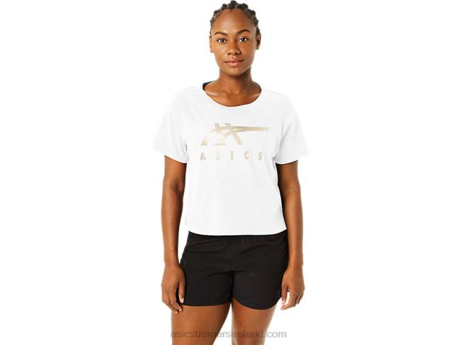 Womens Stripes Short Sleeve Boxy Tee Brilliant White Asics XXPD2718