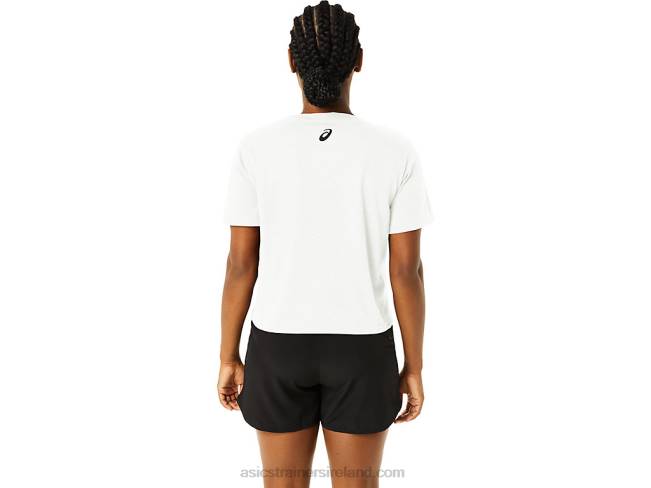 Women\s Stripes Short Sleeve Boxy Tee Brilliant White Asics XXPD2718