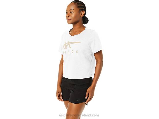 Women\s Stripes Short Sleeve Boxy Tee Brilliant White Asics XXPD2718