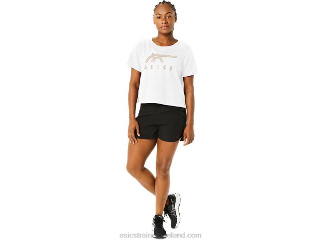 Women\s Stripes Short Sleeve Boxy Tee Brilliant White Asics XXPD2718