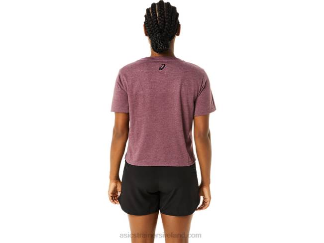 Women\s Stripes Short Sleeve Boxy Tee Deep Mars Heather Asics XXPD3620