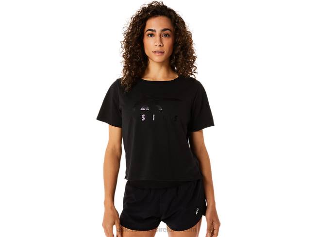 Womens Stripes Short Sleeve Boxy Tee Performance Black Asics XXPD2815