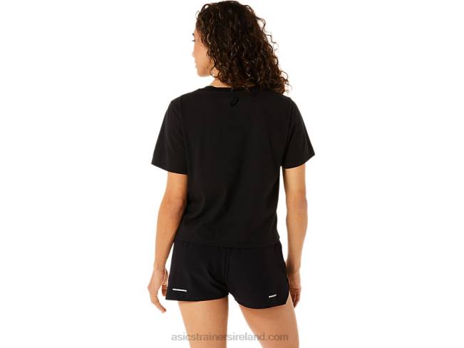 Women\s Stripes Short Sleeve Boxy Tee Performance Black Asics XXPD2815