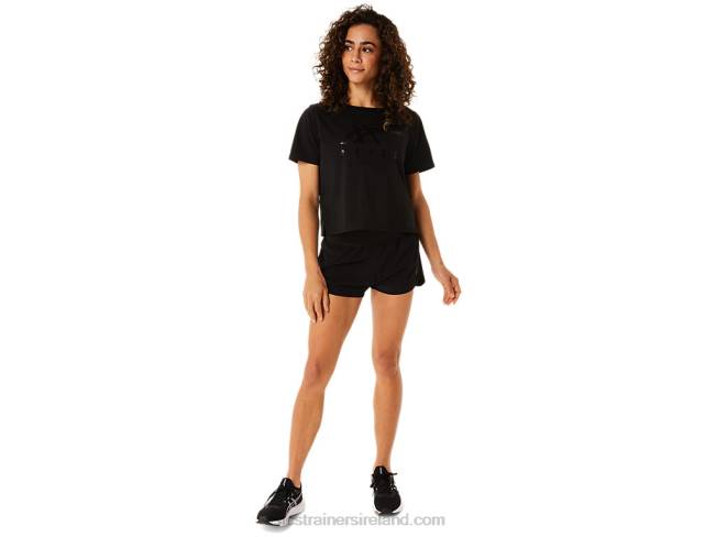 Women\s Stripes Short Sleeve Boxy Tee Performance Black Asics XXPD2815