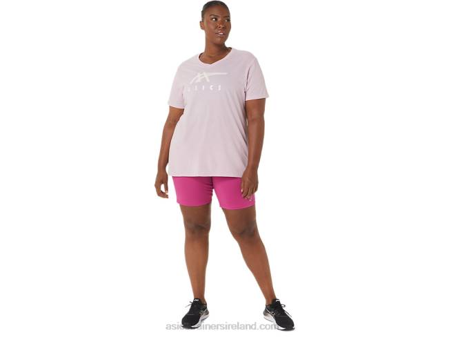 Women\s Stripes V-Neck Barely Rose Asics XXPD3200