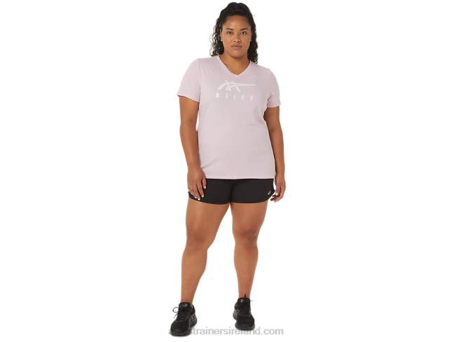 Women\s Stripes V-Neck Barely Rose Asics XXPD3200