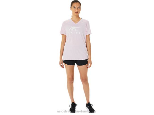 Women\s Stripes V-Neck Barely Rose Asics XXPD3200