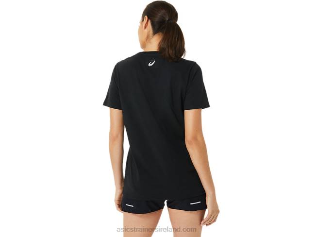 Women\s Stripes V-Neck Black Shine Asics XXPD3199