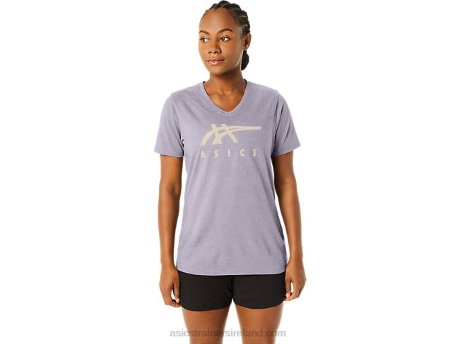 Womens Stripes V-Neck Dusk Violet Asics XXPD2263