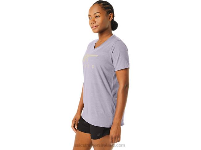 Women\s Stripes V-Neck Dusk Violet Asics XXPD2263