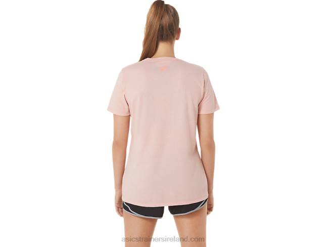 Women\s Stripes V-Neck Frosted Rose Asics XXPD3047