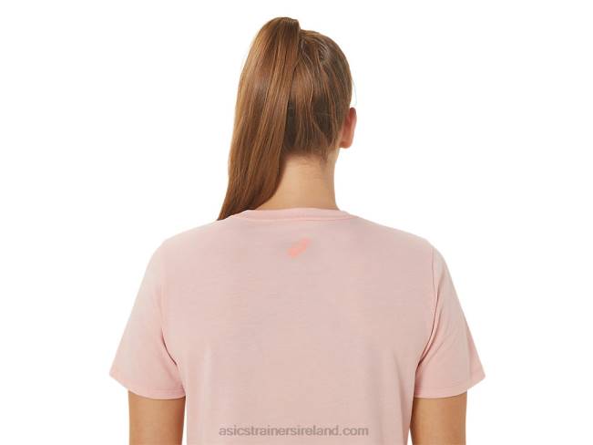 Women\s Stripes V-Neck Frosted Rose Asics XXPD3047