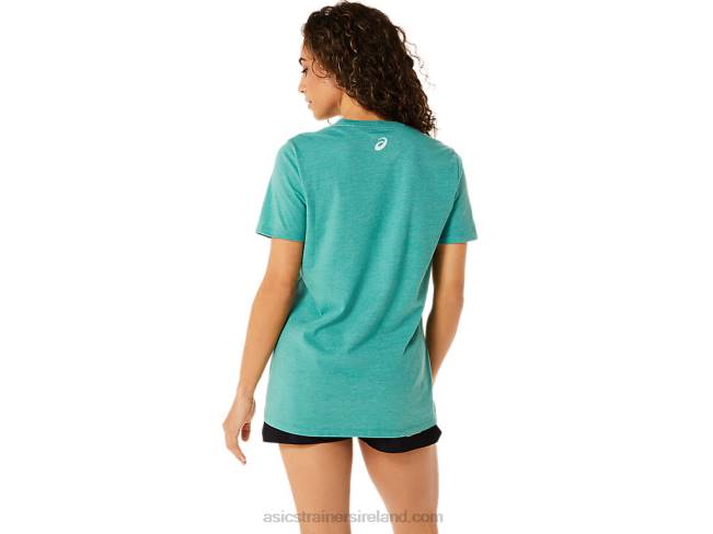 Women\s Stripes V-Neck Sage Heather Asics XXPD2831