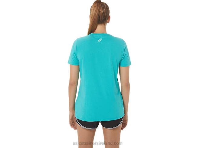 Women\s Stripes V-Neck Sea Glass Asics XXPD2970