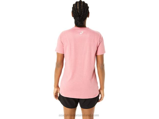 Women\s Stripes V-Neck Smokey Rose Heather Asics XXPD3709