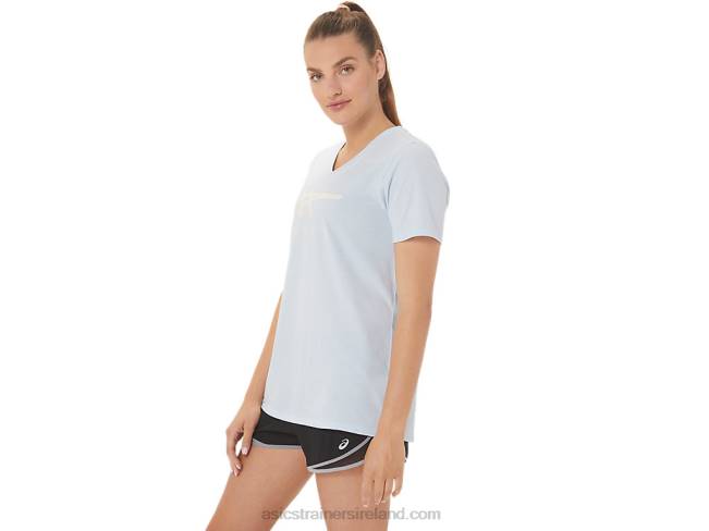 Women\s Stripes V-Neck Soft Sky Asics XXPD2971