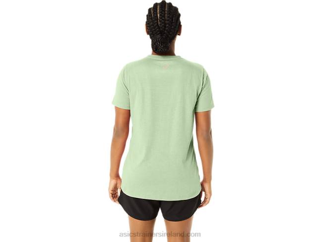 Women\s Stripes V-Neck Whisper Green Heather Asics XXPD2214