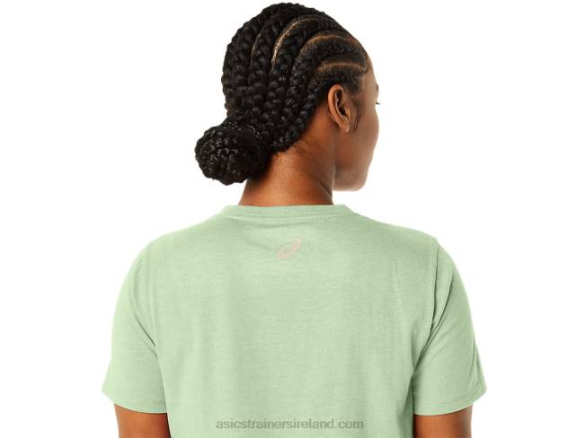 Women\s Stripes V-Neck Whisper Green Heather Asics XXPD2214