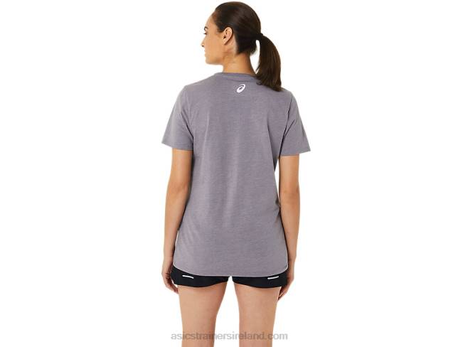 Women\s Sunflower Slogan V-Neck Lavender Grey Heather Asics XXPD3201