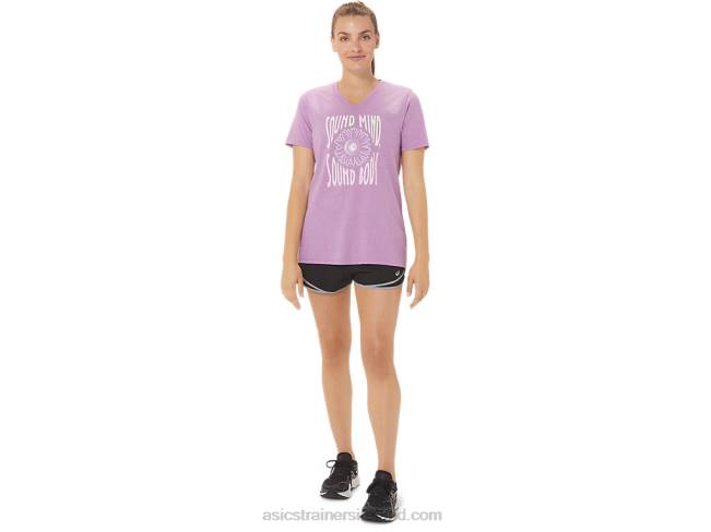 Women\s Sunflower Slogan V-Neck Orchid Heather Asics XXPD2778