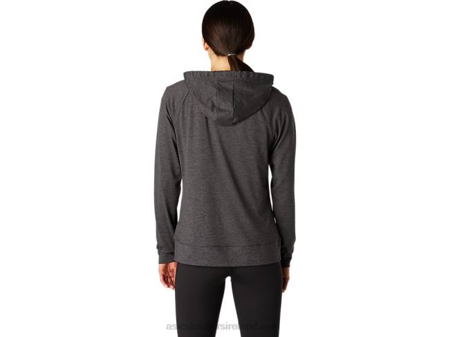 Women\s Tech Full Zip Hoodie Dark Grey Heather Asics XXPD4097