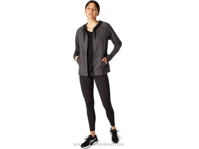 Women\s Tech Full Zip Hoodie Dark Grey Heather Asics XXPD4097