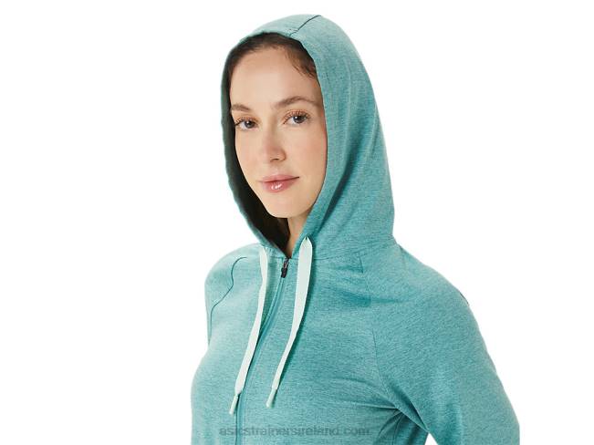 Women\s Tech Full Zip Hoodie Sage Spacedye Asics XXPD3265