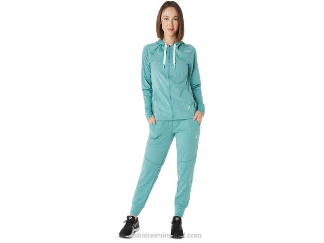 Women\s Tech Full Zip Hoodie Sage Spacedye Asics XXPD3265