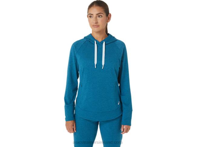 Womens Tech Pullover Hoodie Deep Sea Teal Spacedye Asics XXPD2809