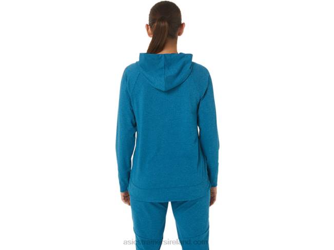 Women\s Tech Pullover Hoodie Deep Sea Teal Spacedye Asics XXPD2809