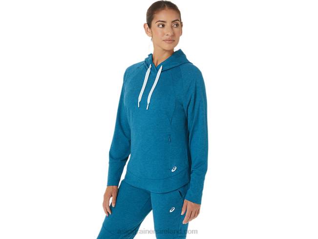 Women\s Tech Pullover Hoodie Deep Sea Teal Spacedye Asics XXPD2809