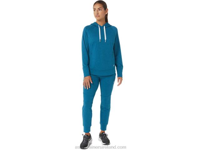 Women\s Tech Pullover Hoodie Deep Sea Teal Spacedye Asics XXPD2809