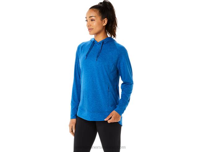 Women\s Tech Pullover Hoodie Lake Drive Spacedye/Clear Blue Asics XXPD3320