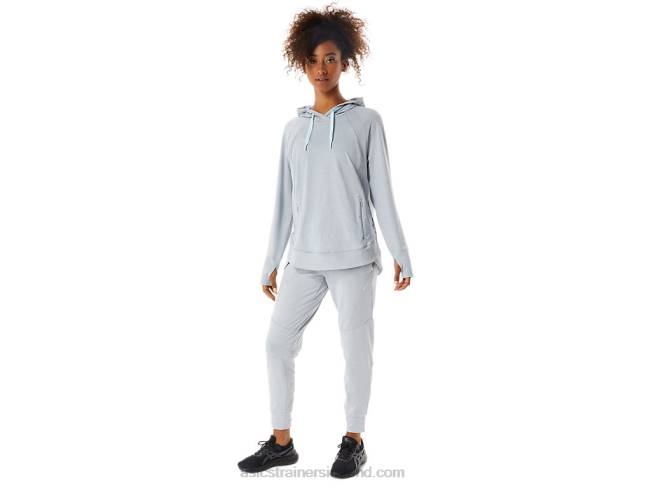 Women\s Tech Pullover Hoodie Piedmont Grey Spacedye/Sage Asics XXPD3289