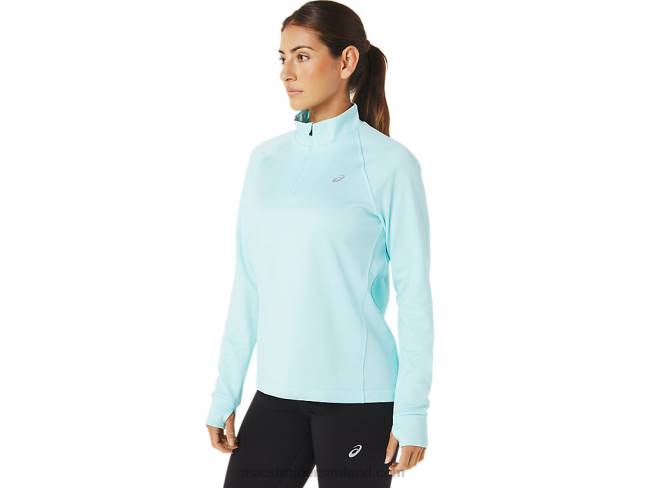 Women\s Thermopolis 1/4 Zip Clear Blue Heather Asics XXPD3039