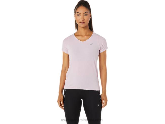 Womens V-Neck Short Sleeve Top Barely Rose Asics XXPD3342