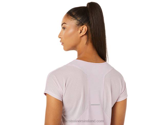 Women\s V-Neck Short Sleeve Top Barely Rose Asics XXPD3342