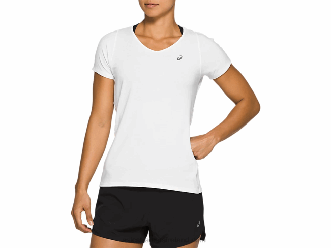 Womens V-Neck Short Sleeve Top Brilliant White Asics XXPD4141