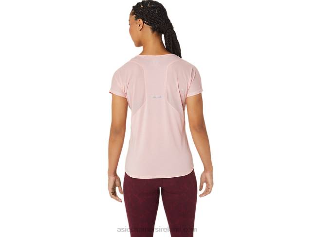 Women\s V-Neck Short Sleeve Top Frosted Rose Asics XXPD2773